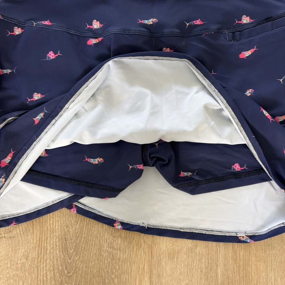Scales Women's Trippy Fish Athletic Skort Blue Pull On Activewear Size XL (14) - Picture 7 of 7